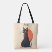 Pop Art Black Cat Orange Sun Tasche (Rückseite)