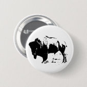 Pop Art Black & White Buffalo Silhouette Button (Vorne & Hinten)