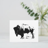 Pop Art Black & White Buffalo Silhouette Postkarte (Stehend Vorderseite)