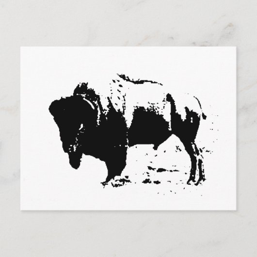Pop Art Black & White Buffalo Silhouette Postkarte (Vorderseite)