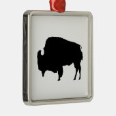 Pop Art Black & White Buffalo Silhouette Silbernes Ornament (Rechts)