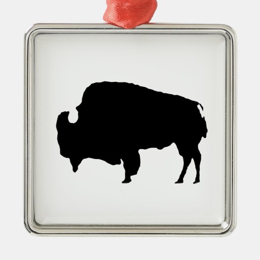 Pop Art Black & White Buffalo Silhouette Silbernes Ornament (Vorne)
