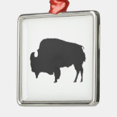 Pop Art Black & White Buffalo Silhouette Silbernes Ornament (Links)