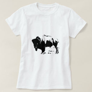 Pop Art Black & White Buffalo Silhouette T-Shirt