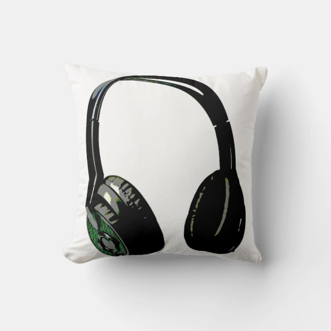 Pop Art Black & White Headphone Kissen (Vorderseite)
