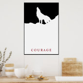 Pop Art Black & White Motivierend Courage Wolf Poster (Küche)