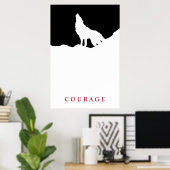 Pop Art Black & White Motivierend Courage Wolf Poster (Heimbüro)