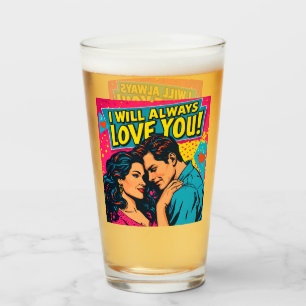 Pop Art Blau Gelb Magenta Romanze Romantisch Glas