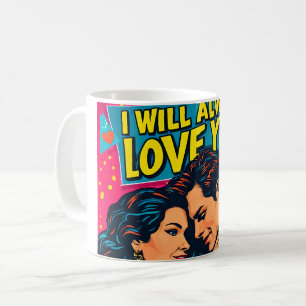 Pop Art Blau Gelb Magenta Romanze Romantisch Kaffeetasse