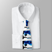 Pop Art Blue Black Palm Tree Silhouette Neck Tie Krawatte (Gebunden)