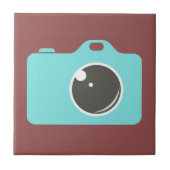 Pop Art Blue Camera Burgundy Fliese (Vorderseite)