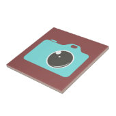 Pop Art Blue Camera Burgundy Fliese (Seite)