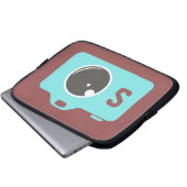 Pop Art Blue Camera Burgundy Monogram Laptopschutzhülle (Vorne Knopf)
