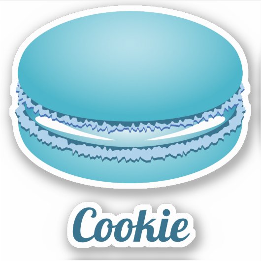 Pop Art Blue Macaron Cookie Aufkleber (Vorderseite)