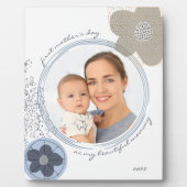 Pop Art Blume Blue Gray Editable Occasion Foto Fotoplatte (Vorderseite)