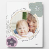 Pop Art Blume Blue Gray Editable Occasion Foto P Fotoplatte (Vorderseite)