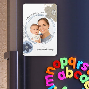 Pop Art Blume Editable Occasion Blue Gray Foto Magnet