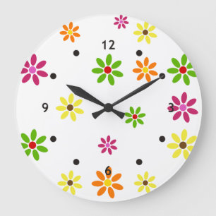Pop Art Blume nahtlose Muster + Ihre Ideen Große Wanduhr