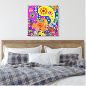 Pop Art Blume Retro Paisley Leinwanddruck (Insitu (Schlafzimmer))