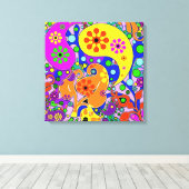 Pop Art Blume Retro Paisley Leinwanddruck (Insitu (Holzboden))