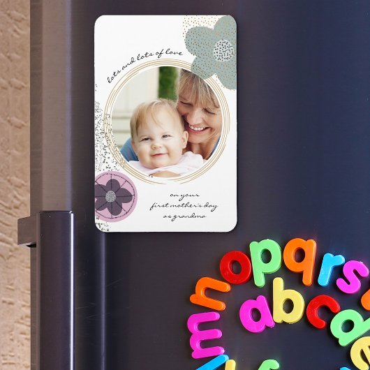 Pop Art Blume und Spritzer Rosa grünes Foto Magnet