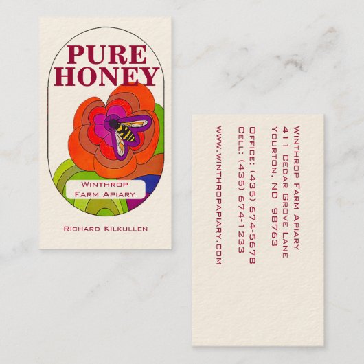 Pop Art Blume Visitenkarte (Vorne/Hinten)