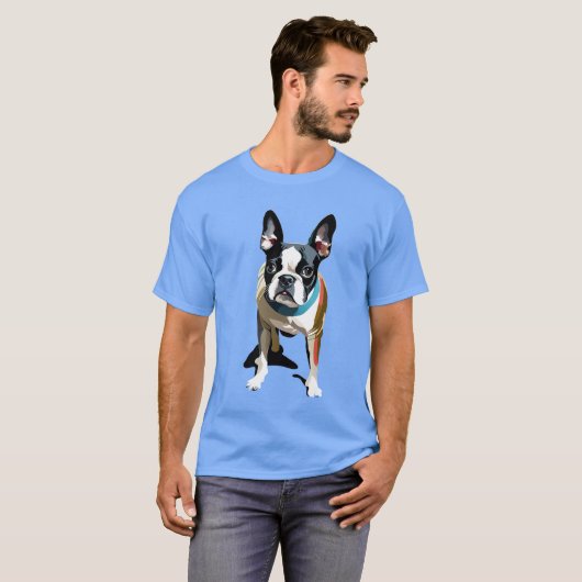 Pop Art Boston Terrier T - Shirt (Vorne ganz)