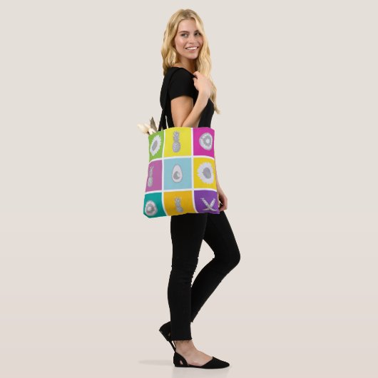 Pop Art Botanical & Frucht Design Tote Tasche (Am Model)