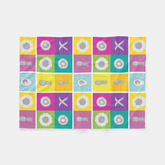 Pop Art Botanical & Frucht Fleece Blanket (Vorderseite (Horizontal))