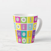 Pop Art Botanical & Fruit Muster Latte Tasse (Rechte Ecke)