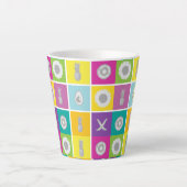 Pop Art Botanical & Fruit Muster Latte Tasse (Vorderseite)