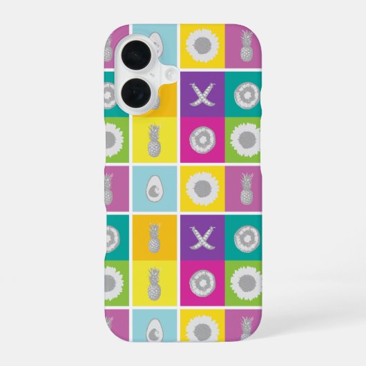 Pop Art Botanical & Fruit Phone Case iPhone 16 Hülle (Rückseite)