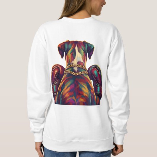 Pop Art Boxer Dog Boxing front and back print Sweatshirt (Rückseite)