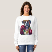 Pop Art Boxer Dog Boxing front and back print Sweatshirt (Vorne ganz)