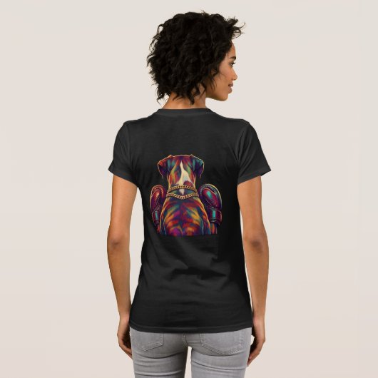 Pop Art Boxer Dog Boxing front and back print T-Shirt (Schwarz voll)
