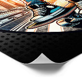 Pop Art Boy auf Skateboard in City Poster (Ecke)