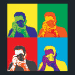 Pop Art Bright Colors Fotograf Camera Decke Poster<br><div class="desc">Das Bild eines Fotografen,  der durch das Kameraobjektiv schaut,  wird mit einer lebhaften Farbmischung behandelt,  um ihm einen Pop-Kunsteffekt zu verleihen. Farbenfrohe und auffällige Dekoration,  um die Wohngestaltung zu frönen.</div>