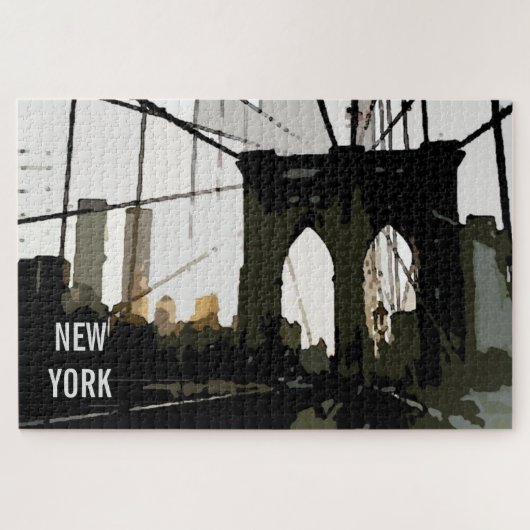 Pop Art Brooklyn Bridge Illustration New York City Puzzle (Horizontal)