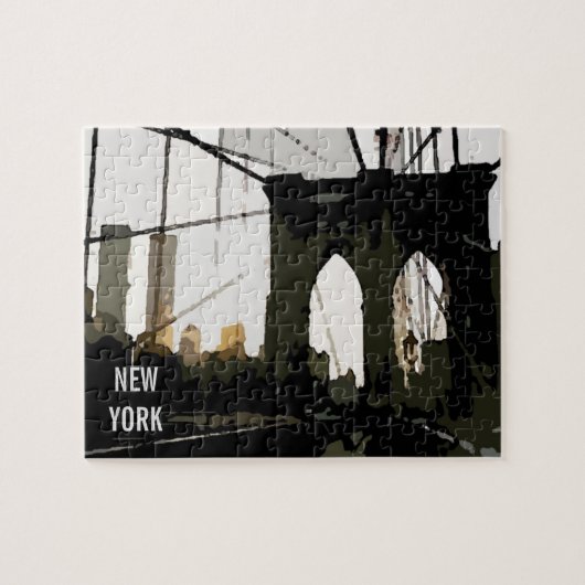 Pop Art Brooklyn Bridge Illustration New York City Puzzle (Horizontal)