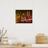 Pop Art Brooklyn Bridge New York Night Poster (Küche)