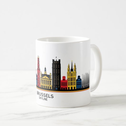 Pop Art Brüssel Skyline 1 Kaffeetasse (VorderseiteRechts)