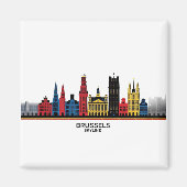 Pop Art Brussels Skyline Magnet (Vorne)