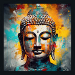 Pop Art Buddha Bust Poster<br><div class="desc">Serene, Grafik, abstrakte Buddha-Büstenkunst</div>