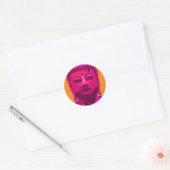 Pop Art Buddha Pink und Orange Runder Aufkleber (Umschlag)