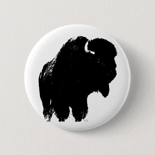Pop Art Buffalo Bison Silhouette Button (Vorderseite)