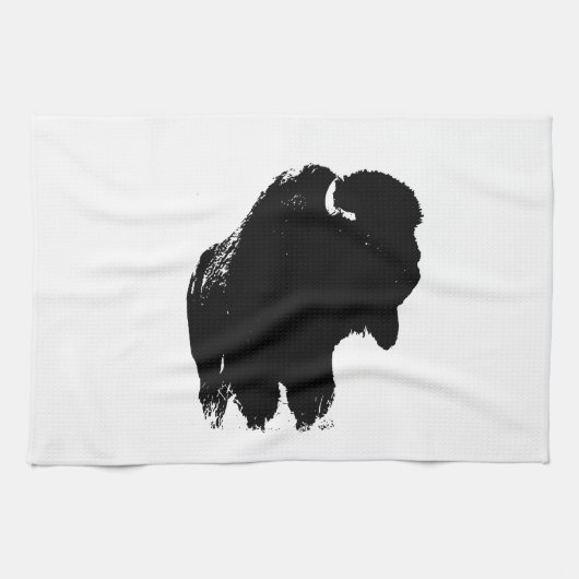 Pop Art Buffalo Bison Silhouette Handtuch (Horizontal)