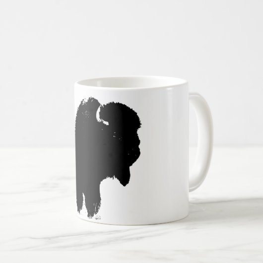 Pop Art Buffalo Bison Silhouette Kaffeetasse (VorderseiteRechts)