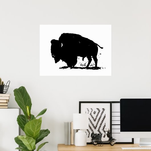 Pop Art Buffalo Bison Silhouette Poster (Heimbüro)