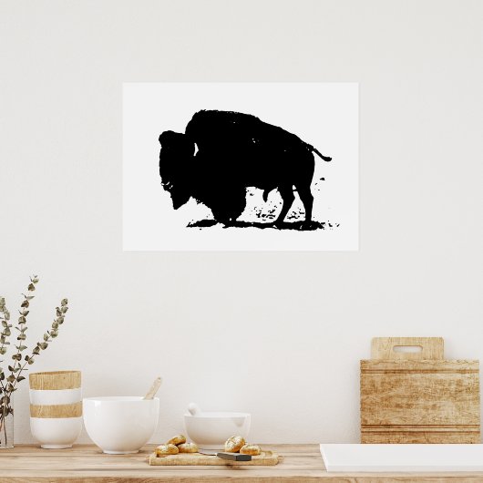 Pop Art Buffalo Bison Silhouette Poster (Küche)