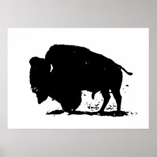 Pop Art Buffalo Bison Silhouette Poster